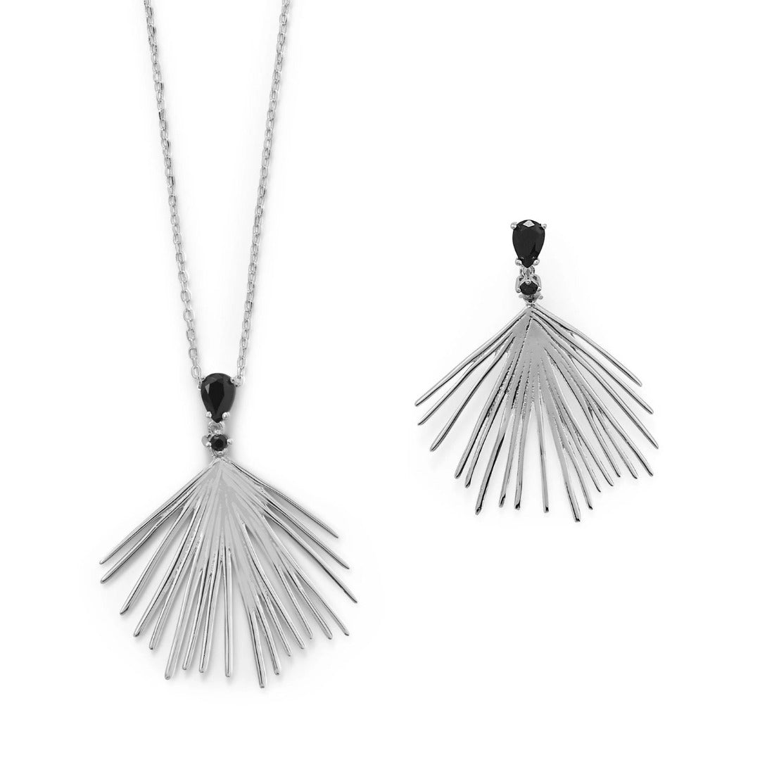 Silver Fan Funky Necklace & Earrings - LOFA Collections